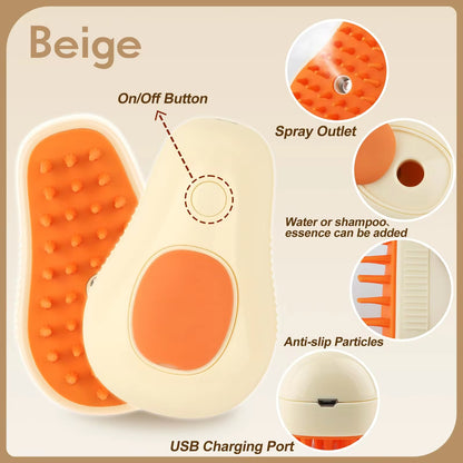 3-in-1 Pet Grooming Brush – Steam, Massage & Hair Removal