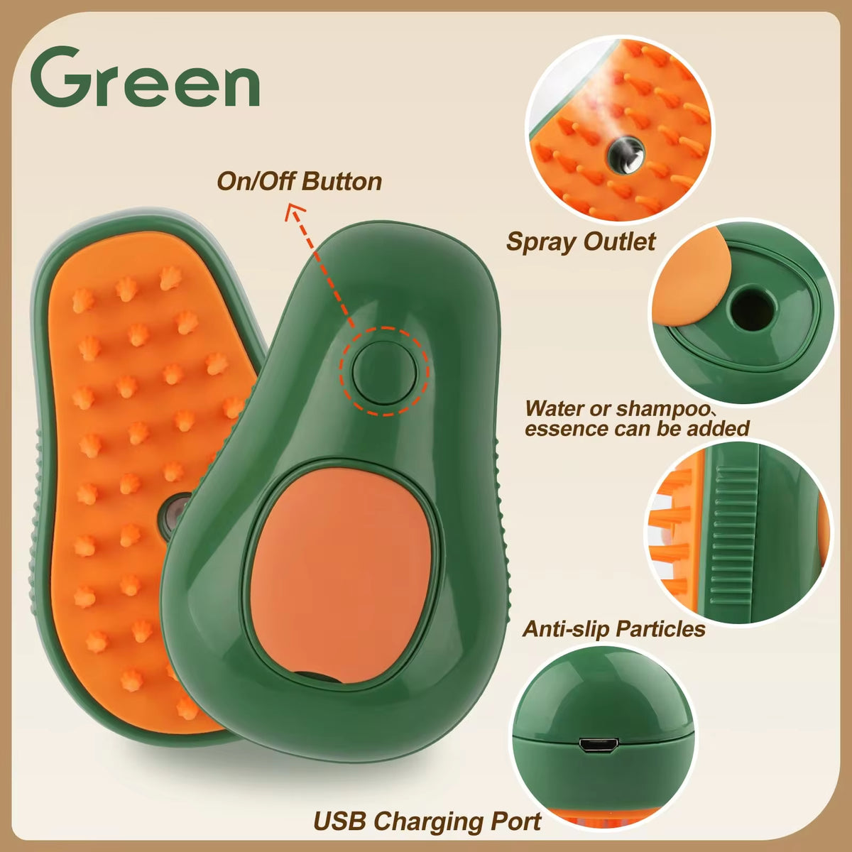3-in-1 Pet Grooming Brush – Steam, Massage & Hair Removal
