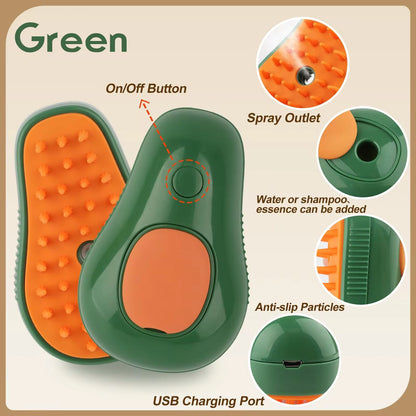 3-in-1 Pet Grooming Brush – Steam, Massage & Hair Removal