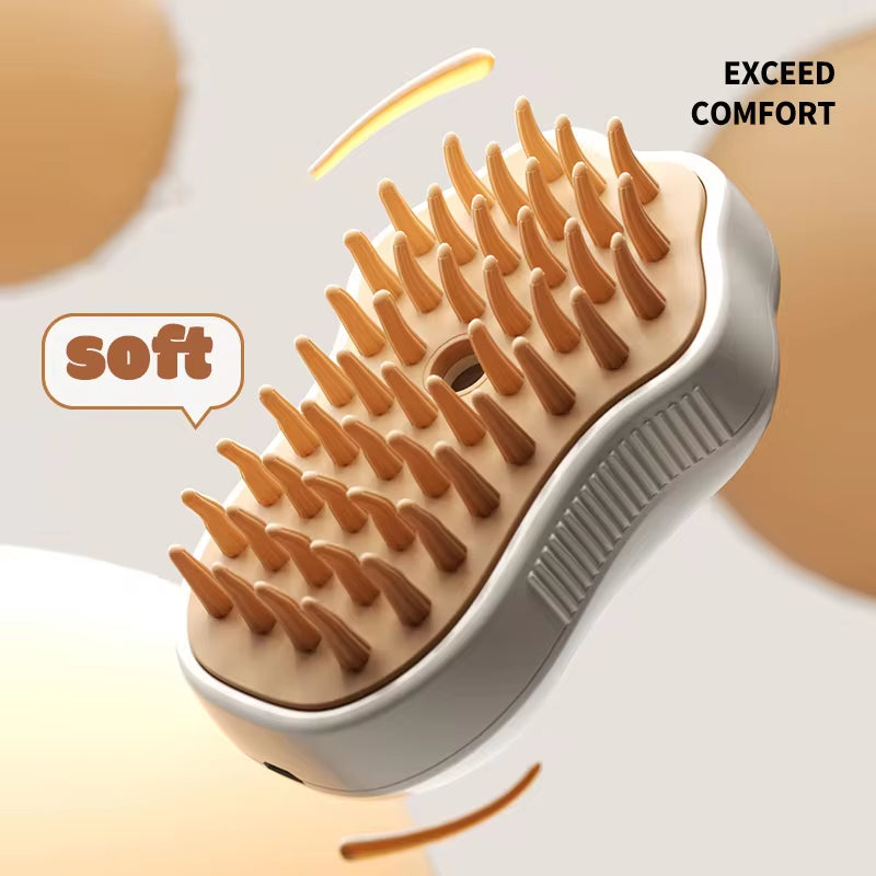 3-in-1 Pet Grooming Brush – Steam, Massage & Hair Removal