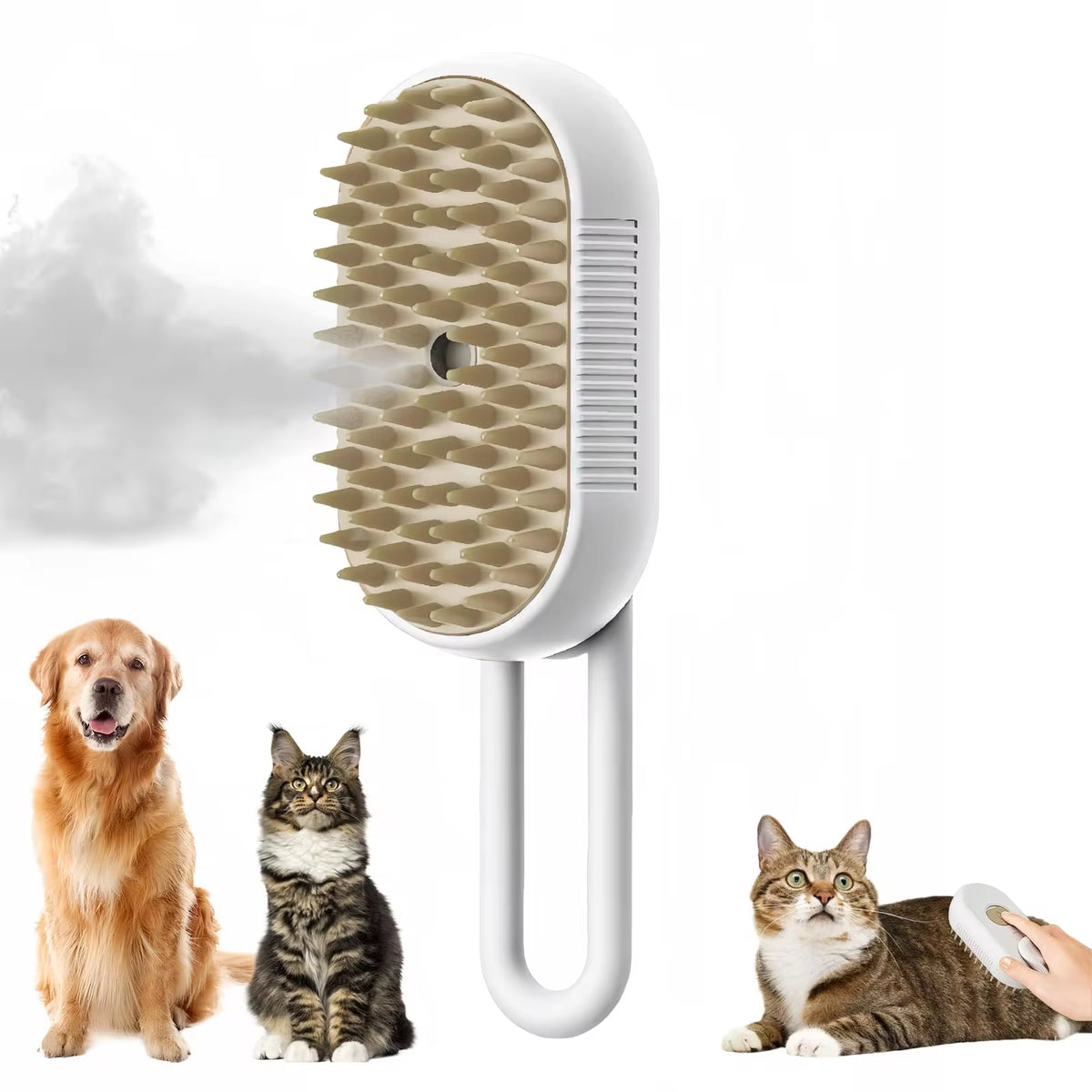 3-in-1 Pet Grooming Brush – Steam, Massage & Hair Removal