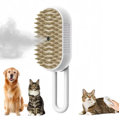 3-in-1 Pet Grooming Brush – Steam, Massage & Hair Removal