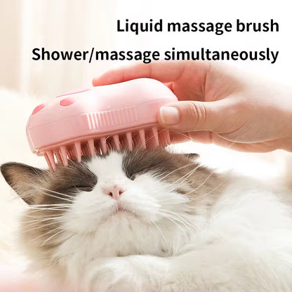 3-in-1 Pet Grooming Brush – Steam, Massage & Hair Removal