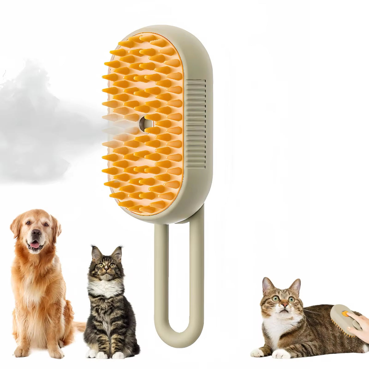 3-in-1 Pet Grooming Brush – Steam, Massage & Hair Removal