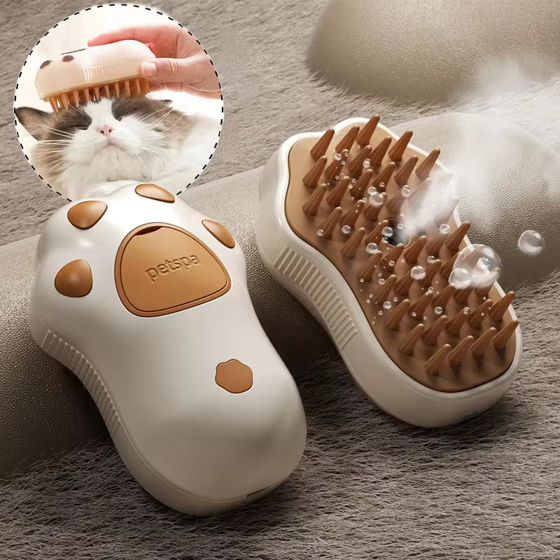 3-in-1 Pet Grooming Brush – Steam, Massage & Hair Removal